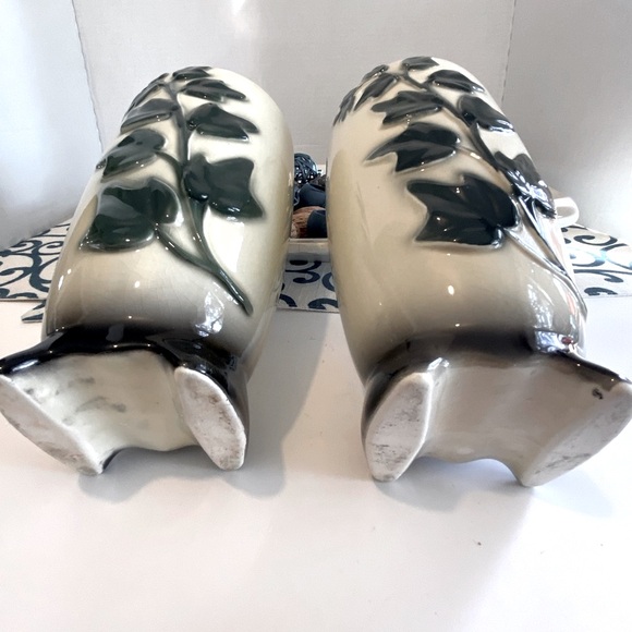 Vintage 1950’s Pair Royal Copley English Ivy Mid-Century Modern Pottery Vases - Picture 10 of 10